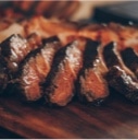 up close slices of beef