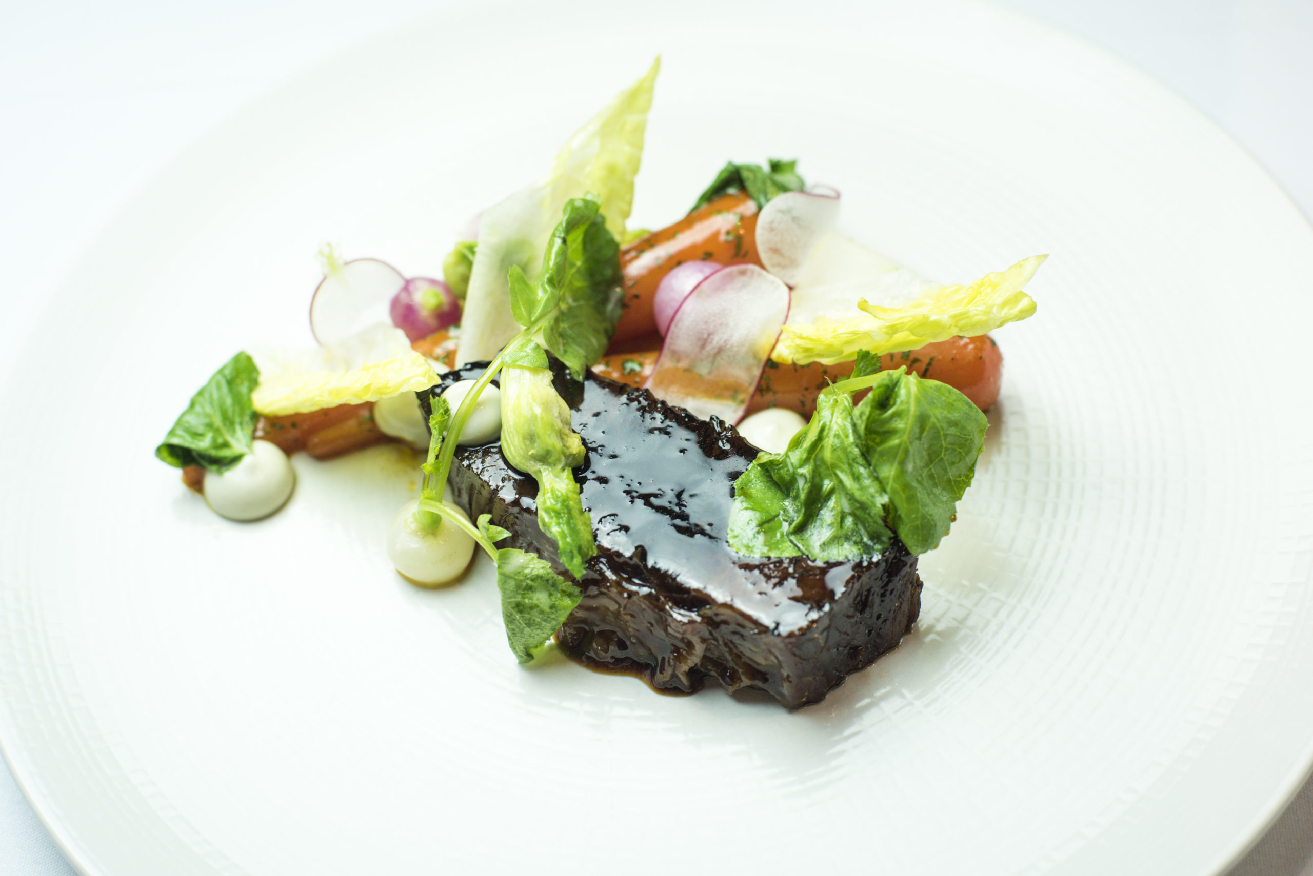 Maple brined and braised Irish beef brisket with oyster emulsion