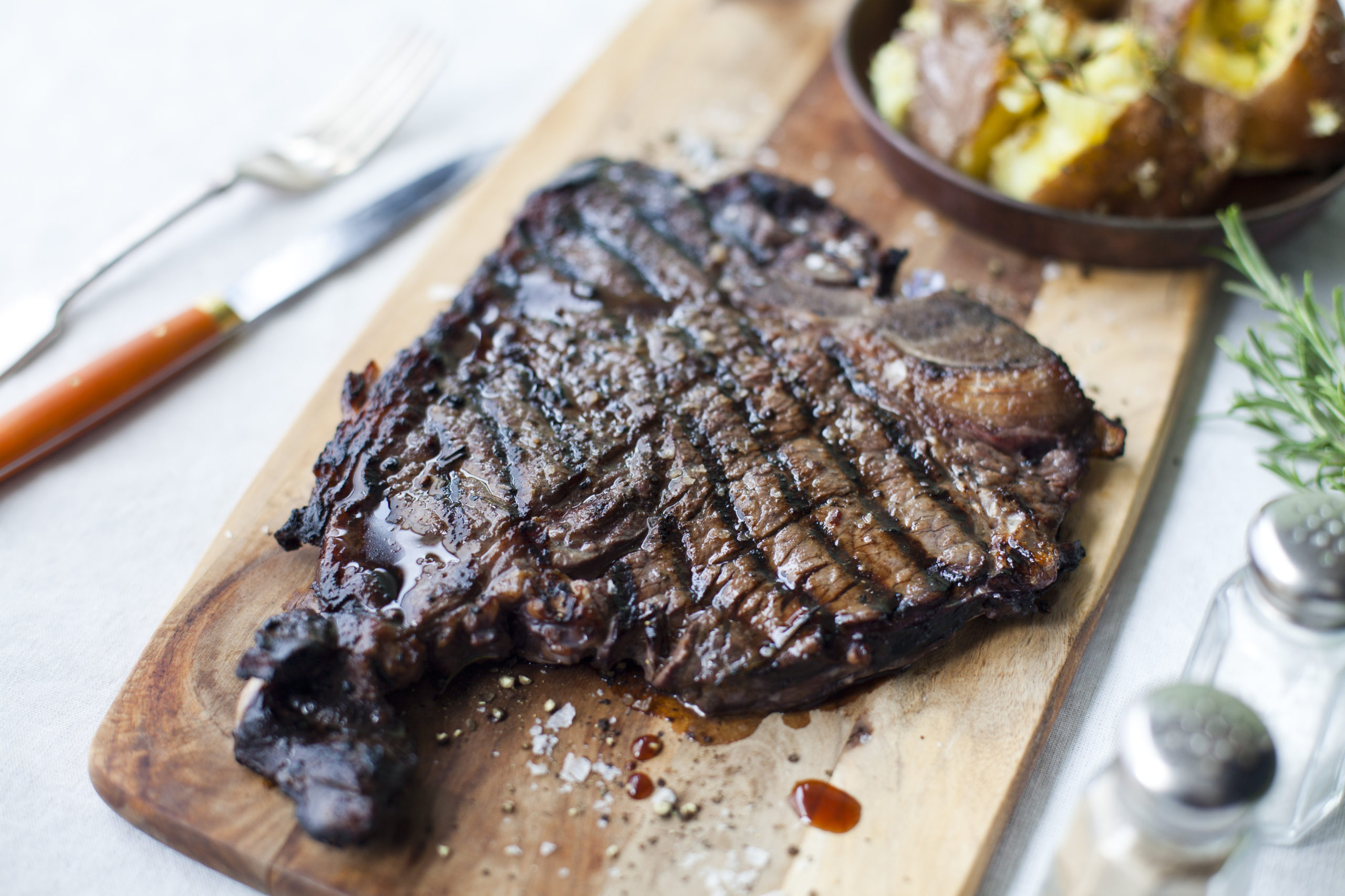 BBQ steaks with a red wine marinade