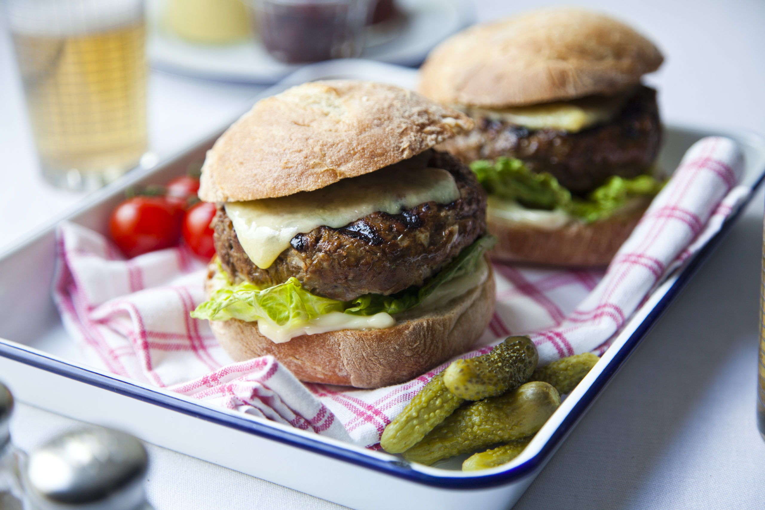 Beef steak burgers with sticky onion marmalade