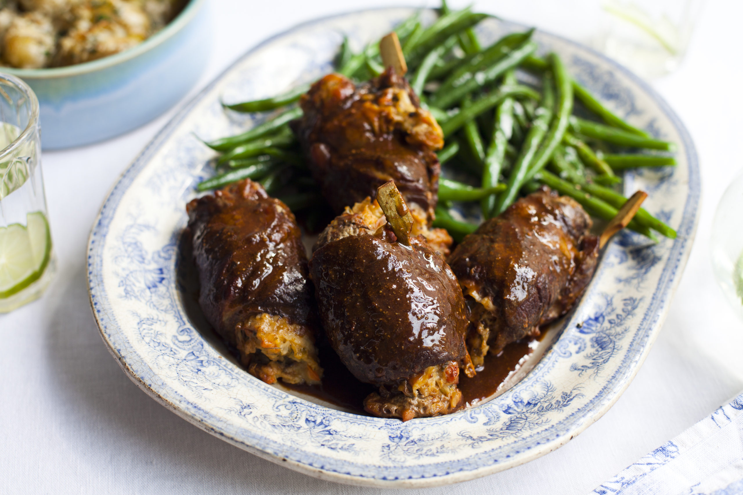 Stuffed braised beef with crushed potato & Parmesan gratin