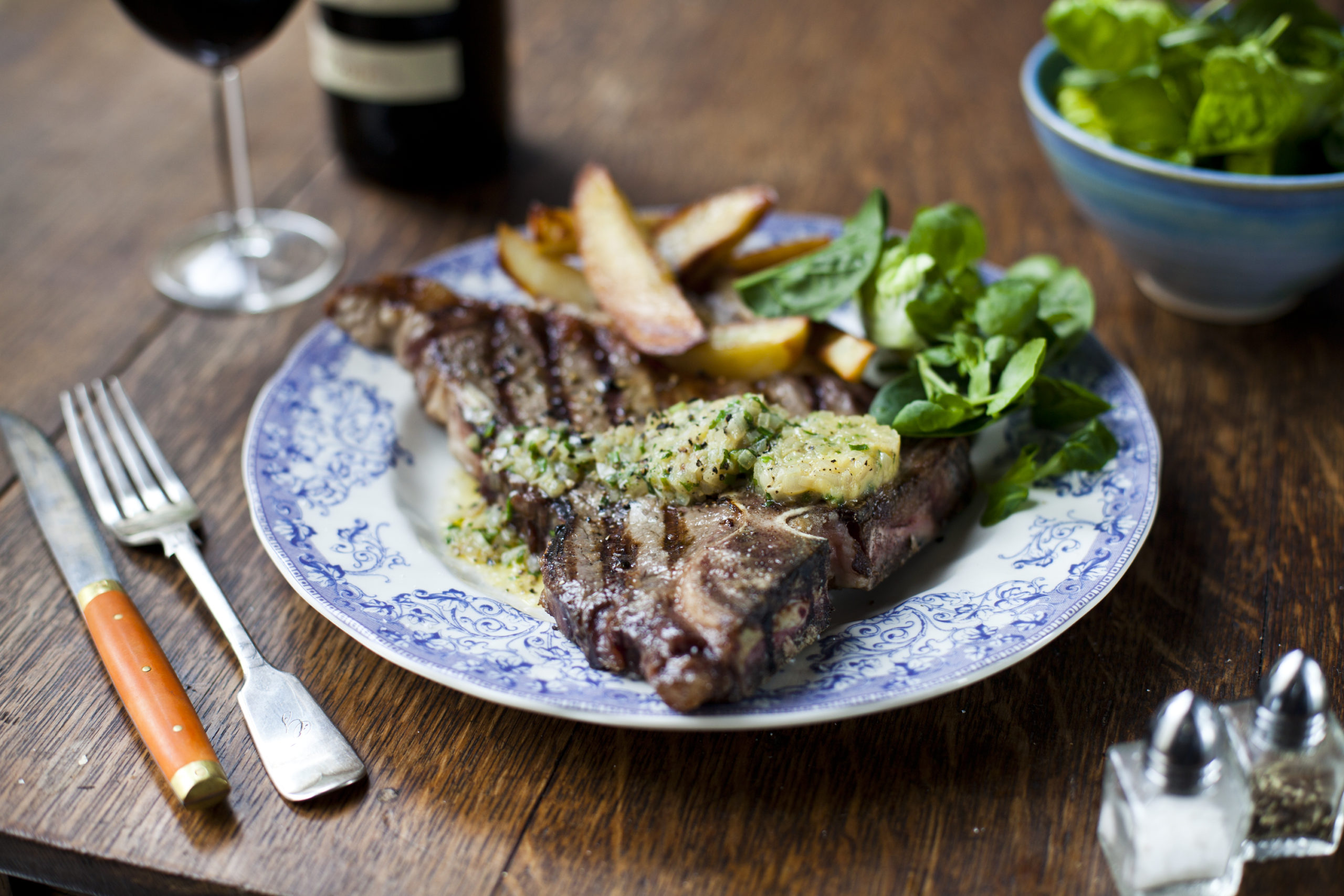 T-bone steak with shallot & tarragon butter