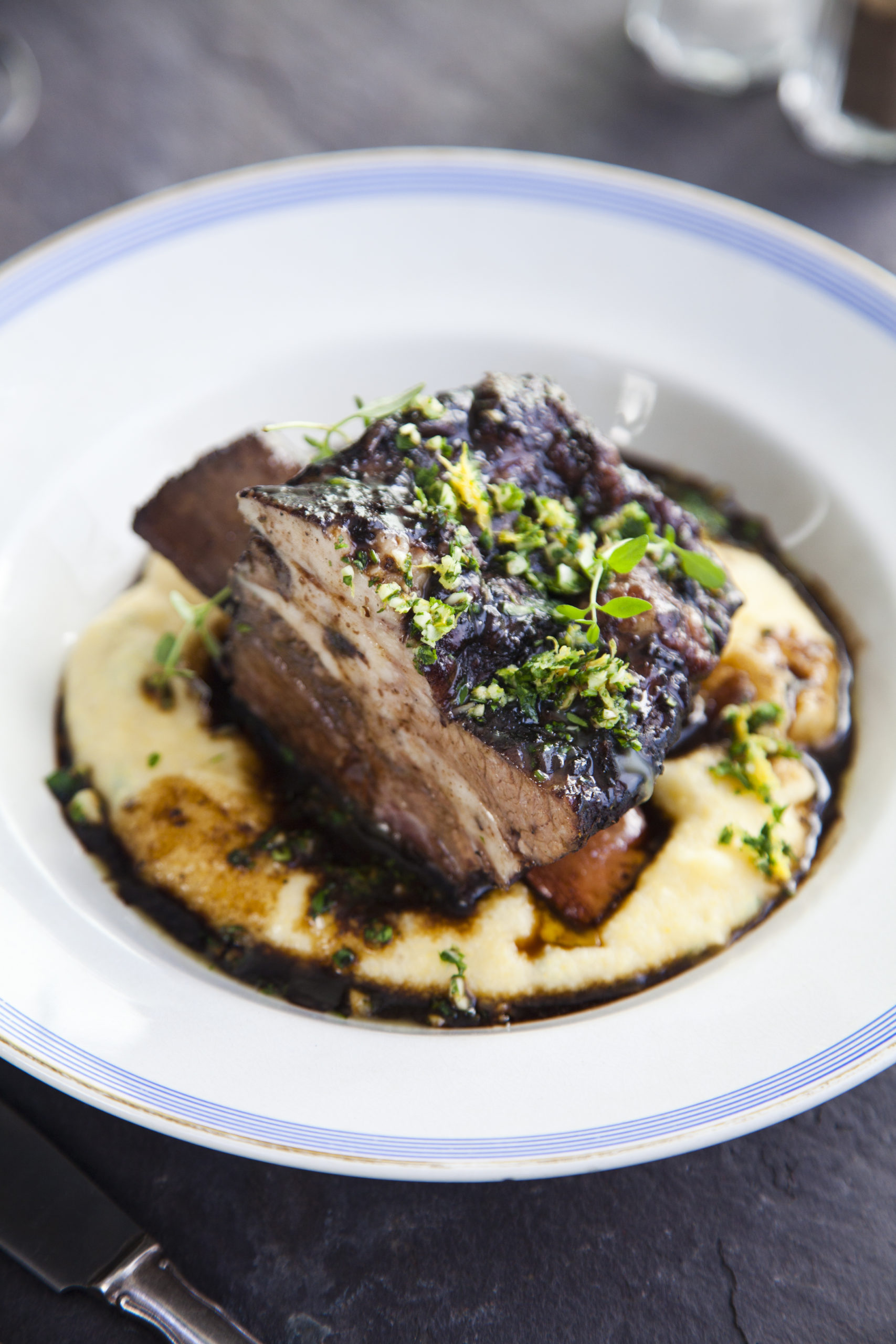 Braised short ribs with red wine and treacle