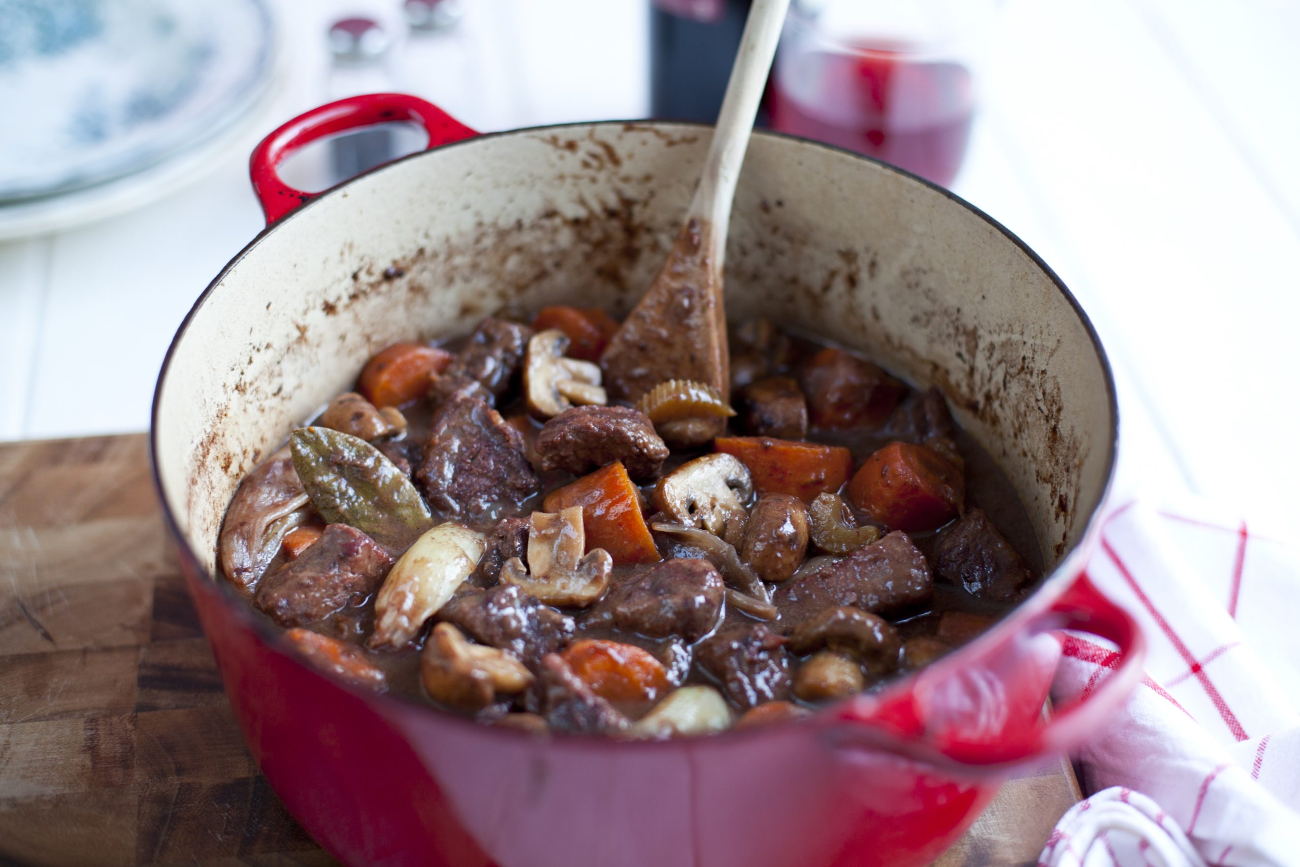 Boeuf bourguignon with pancetta and shallots