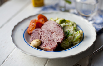 Corned Beef with Colcannon and Honey Roasted Carrots