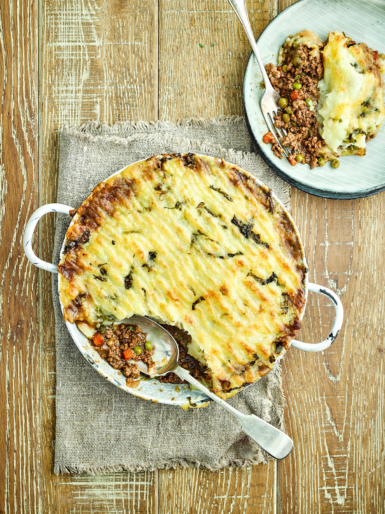 Cottage pie with Irish stout and Colcannon topping