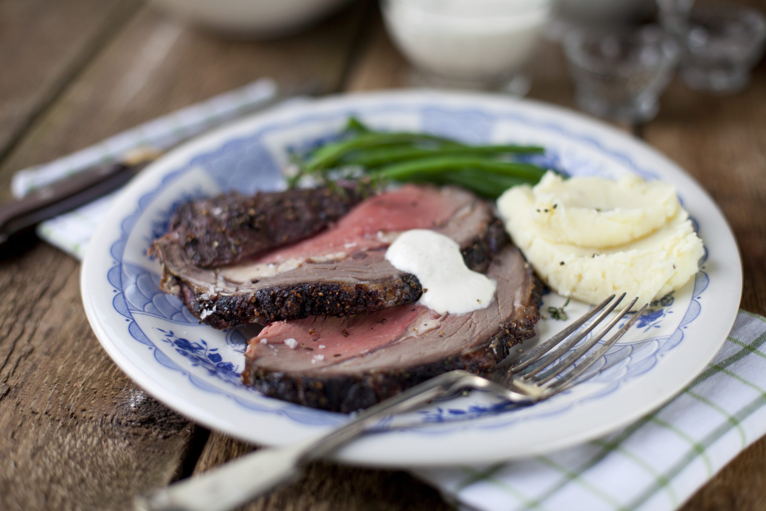 Roast rib of beef dish