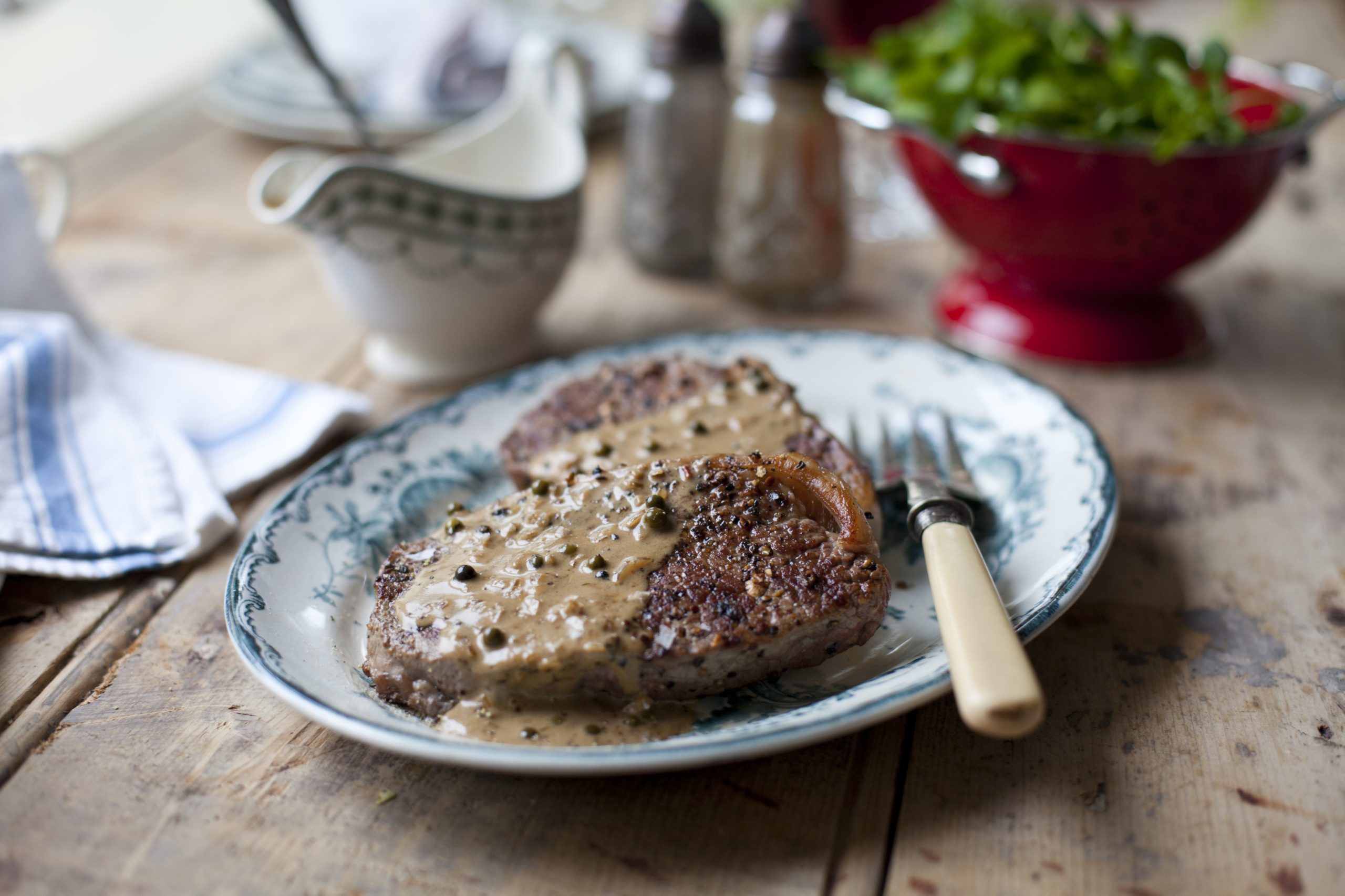 Steak with Peppercorn Sauce