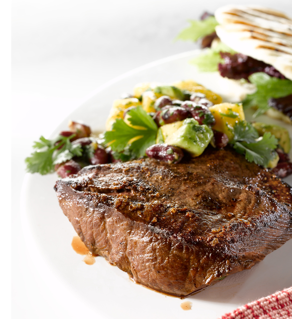Grilled Steak with Avocado Mango and Kidney Bean Salsa