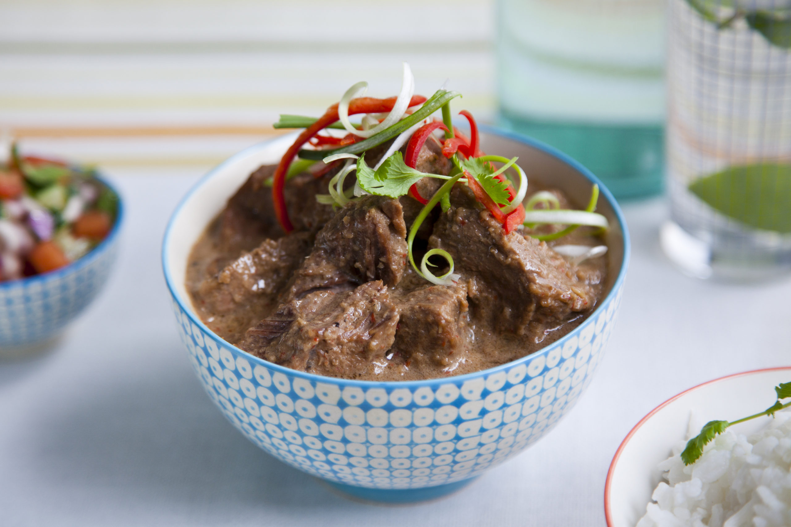 Indonesian beef and coconut curry with fragrant rice