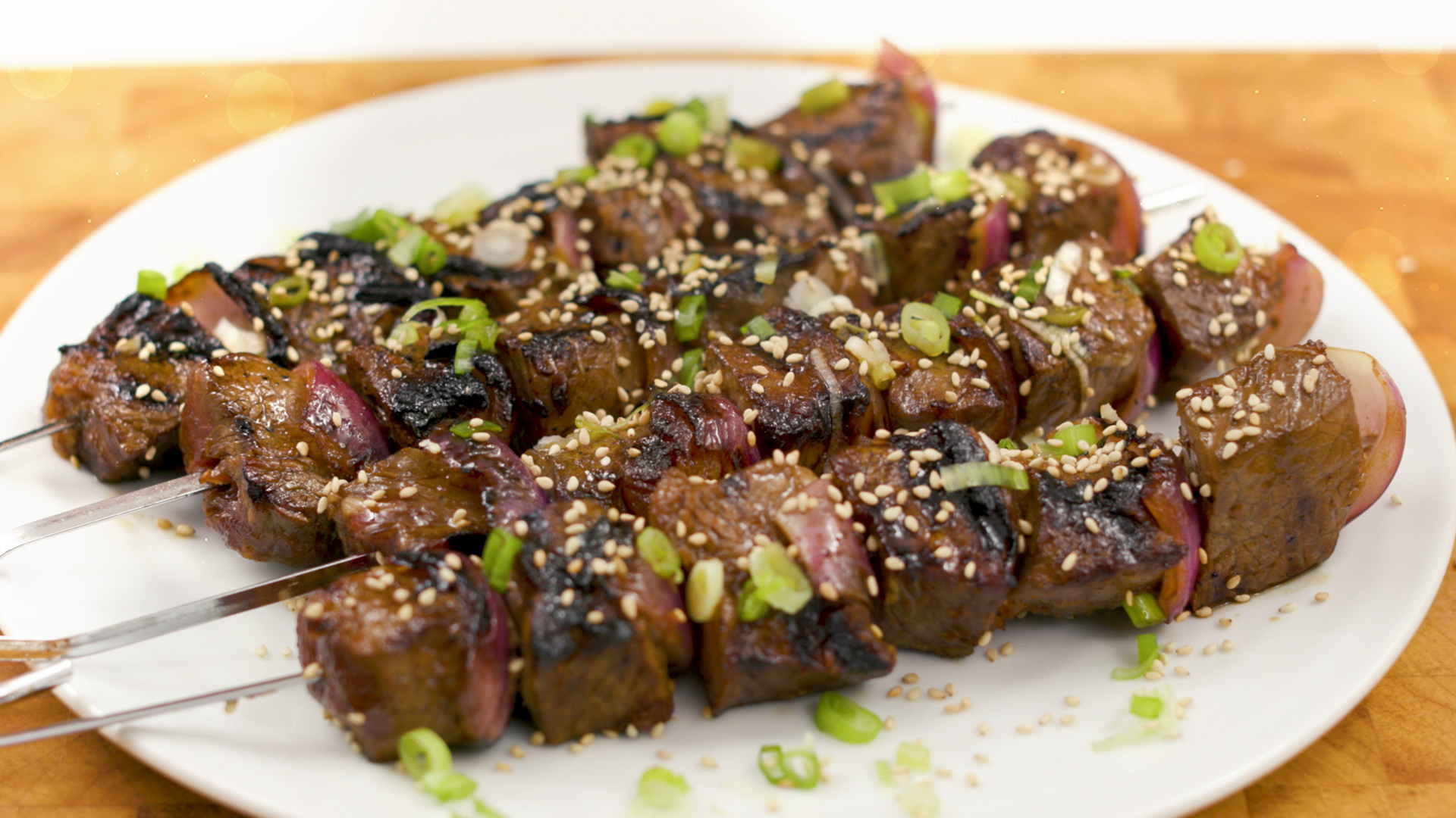 Teriyaki beef skewers