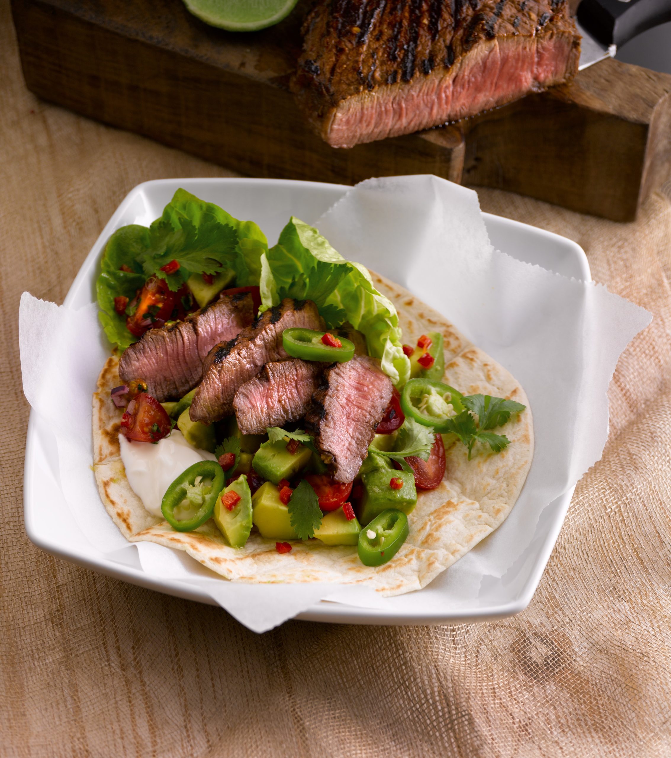 Spicy beef tortilla wraps