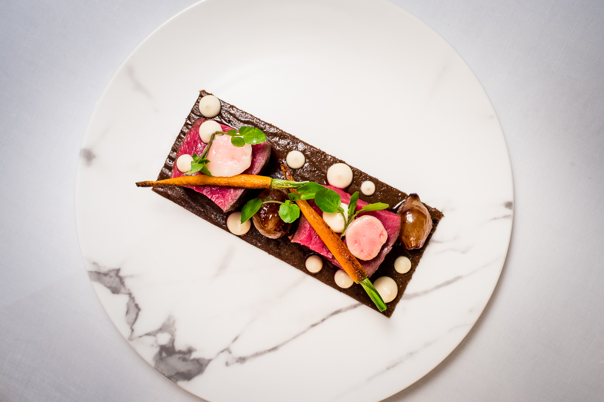 Fillet and cheek of Irish beef with bone marrow and celeriac