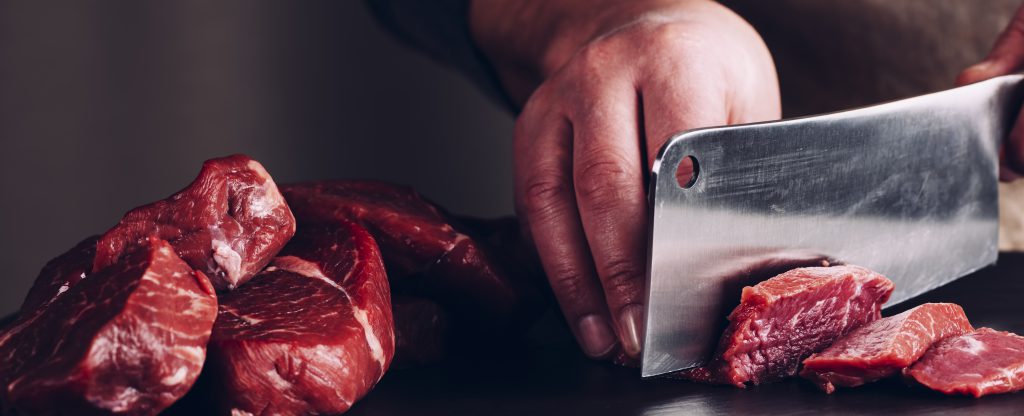 Slicing raw beef