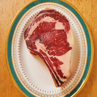 Raw ribeye steak