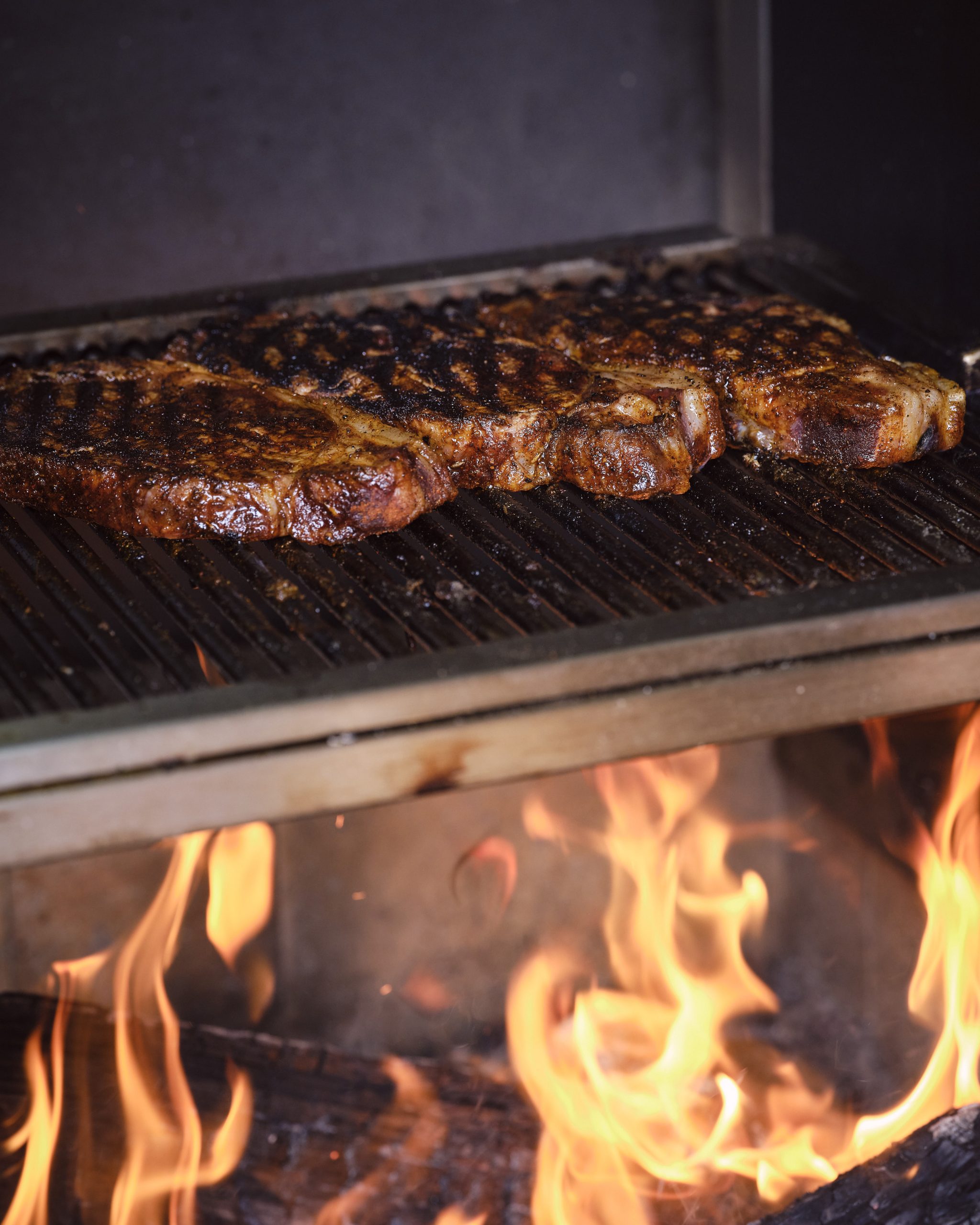 Irish beef cooking on a BBQ grill